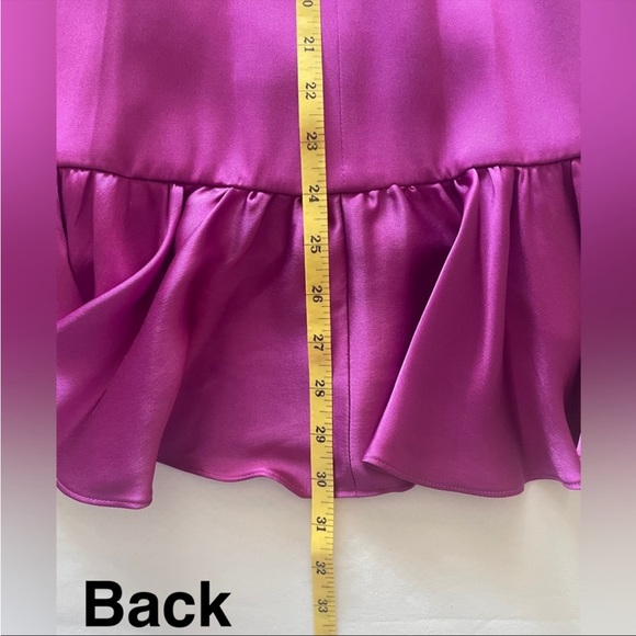 NWT Women Banana Republic Silk Strapless Ruffle Dress Purple Petite Size 0 - Picture 9 of 9